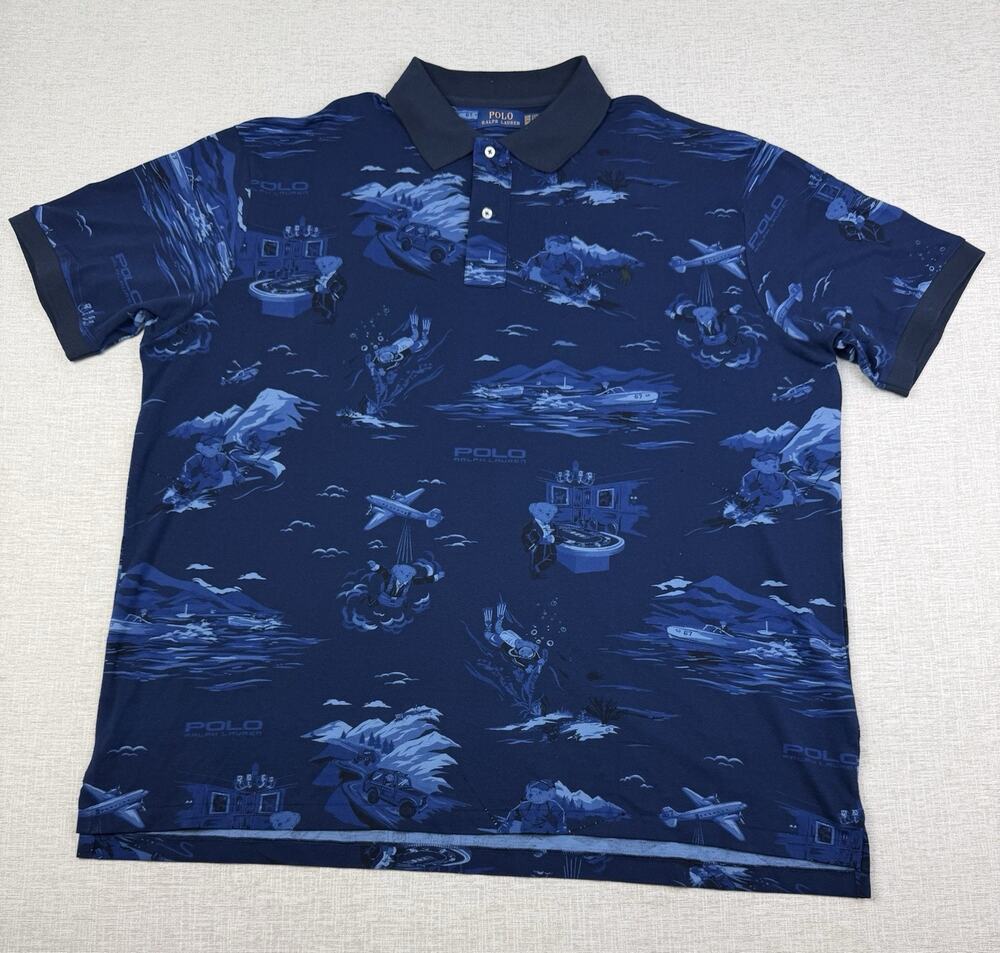 Polo Ralph Lauren Polo Bear Shirt Men’s 3XB Navy Blue Cotton Pique Short Sleeve